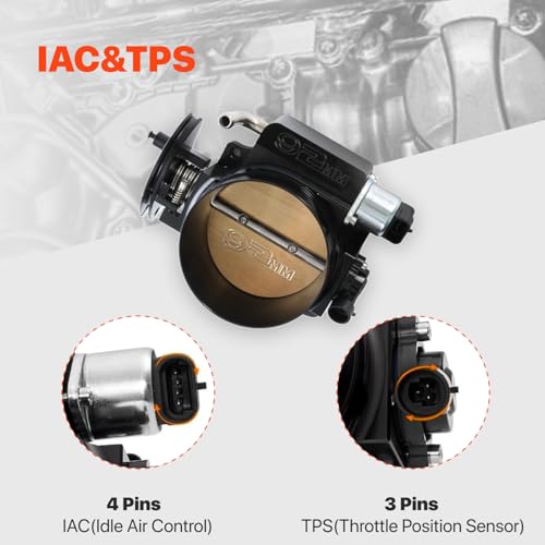 92mm Throttle Body Assembly with TPS IAC - color: black, size: 92mm with TPS IAC