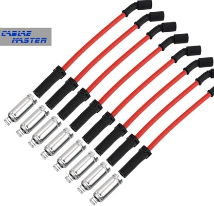 10.2 MM Racing Spark Plug Wires for LR4 LM7 L59 L33 LQ4 LQ9 Escalade Avalanche Silverado Tahoe W4500 Tiltmaster Sierra Yukon H2 4.8L 5.3L 6.0L V8 1999-2007 Red