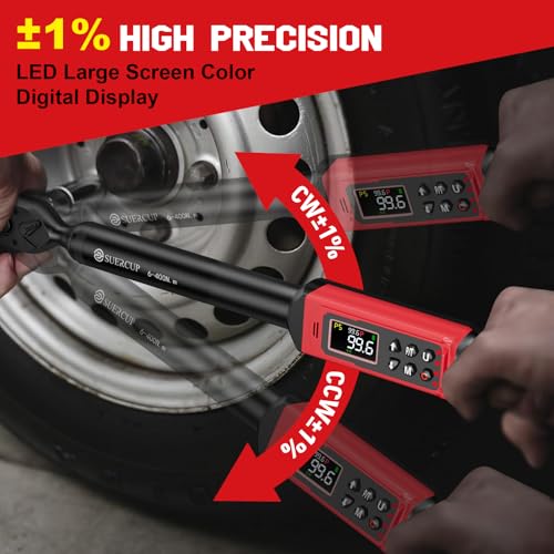 SUERCUP 1/2" Digital Torque Wrench (4.4-295 Ft.lb / 6-400Nm) for Auto/Truck - size: 1/2" 4.4-295 Ft.lb/6-400N.m