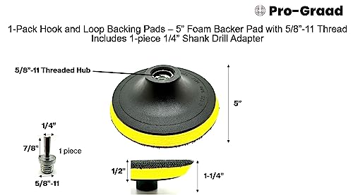 5" Hook and Loop Backing Pads Foam Backer Pad with 5/8”-11 - style: 5"