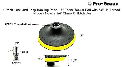 5" Hook and Loop Backing Pads Foam Backer Pad with 5/8”-11 - style: 5"