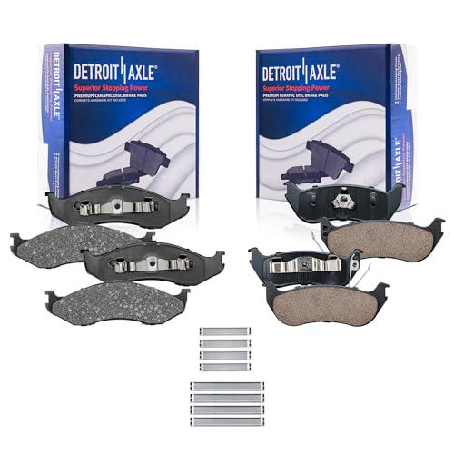 Detroit Axle - Brake Pads for 2003-2006 Jeep Wrangler TJ, Front and Rear - size: 4P2200173/Kit