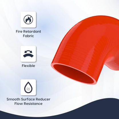 Endure 90 Degree Silicone Elbow Intake Hose 4-Ply, 3"(76mm) - Red - color: Red, size: ID - 3Inch(76mm)