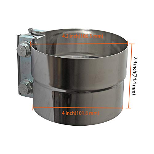 4" Inch Exhaust Clamps Stainless Steel Muffler Band Clamp for 4" Inner Diameter to 4.5" Outer Diameter Turbo Downpipe Tip Exhaust Pipes Connection (2 Pack) - size: 4IN 2PCS Lap Joint Clamps