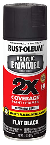Rust-Oleum Acrylic Enamel 2X Spray Paint, Flat Black - color: Flat Black, size: 12 Ounce (Pack of 1)