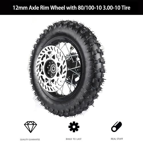 12mm Axle Rim Wheel with 80/100-10 3.00-10 Tire Tube+420 Rear Chain Sprocket+brake disc For Apollo SSR 70cc 110cc 125cc XR CRF Dirt Pit Bike Mini Motorcycle