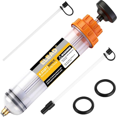 ELEAD 500cc Oil Fluid Extractor Pump, Multi-Purpose Oil Syringe, Fluid Syringe Extractor, Car Vacuum Fuel Transfer(17.6 Oz./0.45 Qt./500 CC) - color: Vibrant Orange