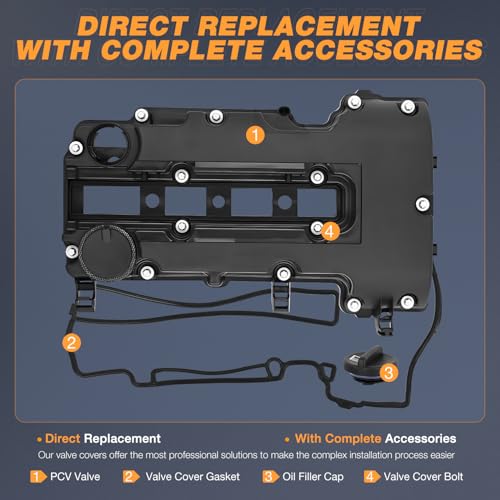 Nilight Engine Valve Cover with Gasket, Replace# 25198498 55573746 264968 - size: for Cadillac ELR 2014-2016 & Buick Chevrolet