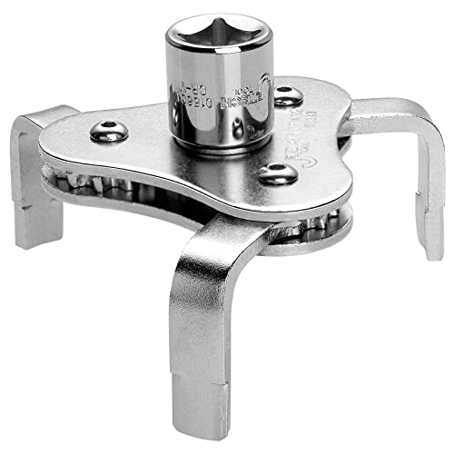 Jetech Adjustable 3-Jaw Oil Filter Wrench with 1/2 Inch Drive Adaptor, Universal Filter Removal Tool for Motorcycles, Cars, and Trucks, Diameter Range from 63mm to 102mm - size: Oil Filter Wrench
