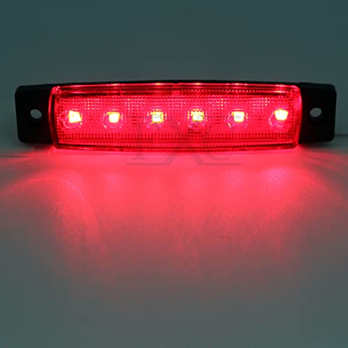 FXC 10x 6 LED Red 3.8 Inch Clearence Truck Bus Trailer Side Marker Indicators Light Tail Taillight Brake Stop Waterproof Lamp 12V - color: Red