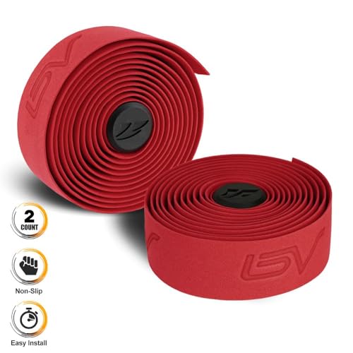 BV EVA Road Bike Handlebar Tapes, Bicycle Bar Tape, Cycling Handle Wraps – 2 Rolls - color: Red
