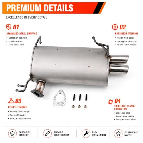 21824 Center Exhaust Muffler for 2007-2013 Mitsubishi Outlander 3.0L E35H - size: Mitsubishi Outlander 2007-2013
