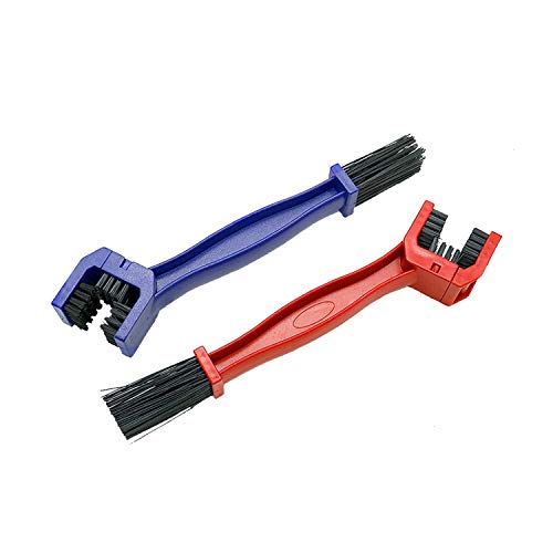 Bike or Motorcycle Chain Washer, Cleaning Brush 2 Pcs (Color, Blue and Red)