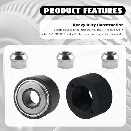 2PCS Wheel Stud Installer Tool OEM#22800,Heavy Duty Wheel Stud Removal Tool Kit Includes 3/4" Wheels Lug Nuts M12×1.25/M12×1.5/M14×1.5,Lug Studs Installer Tools Car Accessories