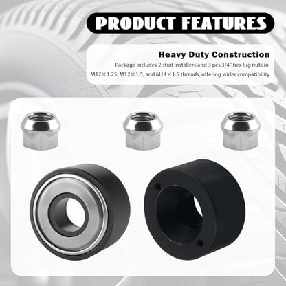 2PCS Wheel Stud Installer Tool OEM#22800,Heavy Duty Wheel Stud Removal Tool Kit Includes 3/4" Wheels Lug Nuts M12×1.25/M12×1.5/M14×1.5,Lug Studs Installer Tools Car Accessories