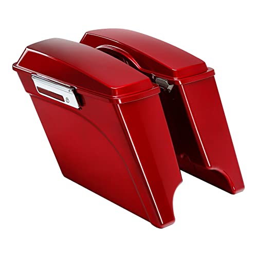 XMT-MOTO Stretched Hard Saddlebags Saddle bags Fit for Harley 1994-2013 Touring models road glide road king ultra street glide electra glide and 1984-2017 Softail models Red - color: Red/Chrome Latches, size: Stretched