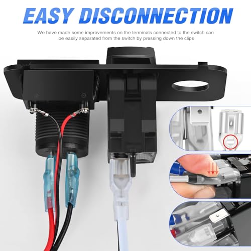 Nilight Golf Cart Key Switch Console Panel Dual USB 9V-48V DC - color: Blue, size: Key Switch Console Panel