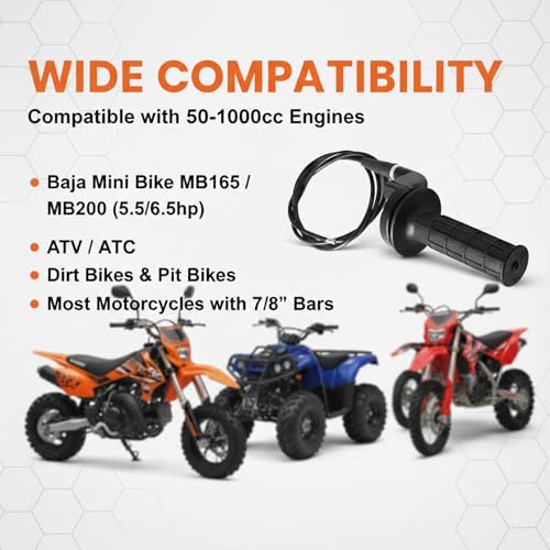 Throttle Handle and Grip Cable Compatible with Baja Mini Bike ATV/ATC Dirt Mb165 Mb200 5.5/6.5hp 196cc 200cc Doodlebug Bike - size: 52 inch