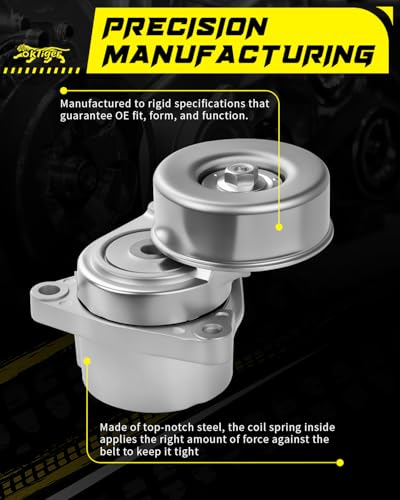 Oktiger 38284 Belt Tensioner Assembly with Pulley Fit for Nissan Altima base 2002-2004 2006-2013 s 2002-2013 sl 2002-2006 2010-2013 sv, Rogue s 2008-2014 sl 2008-2010 sv 2011-2014, 2.5L, OE 11955JA00A - size: 38284