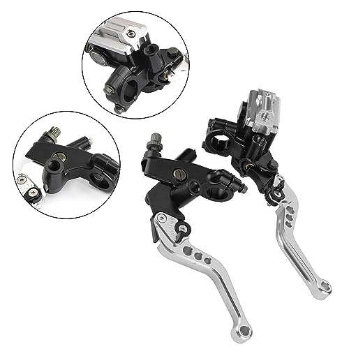 PACEWALKER Universal Motorcycle 7/8" 22mm Handlebar Brake Master Cylinder Clutch Lever Left & Right Set for Honda Kawasaki Suzuki Yamaha(Silver) - color: Silver