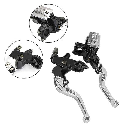 PACEWALKER Universal Motorcycle 7/8" 22mm Handlebar Brake Master Cylinder Clutch Lever Left & Right Set for Honda Kawasaki Suzuki Yamaha(Silver) - color: Silver