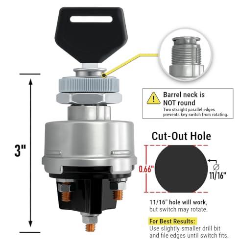MGI SpeedWare 4-Position Universal Ignition Key Switch Acc/Off/IGN/Start