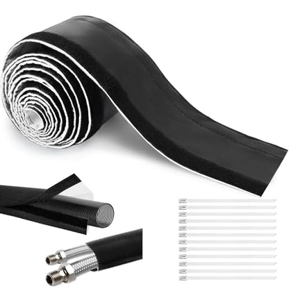 Wire Heat Shield Wrap for Car Hose Lines, 1/2" I.D. x 10FT, Black - color: Black, size: 1/2" I.D. x 10FT