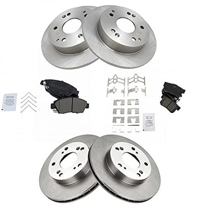 TRQ Front and Rear Brake Pad and Rotor Set Ceramic - style: BKA11265