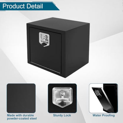 18"X14"X16" Black Underbody Steel Truck Tool Box Storage - size: 18"x14"x16"