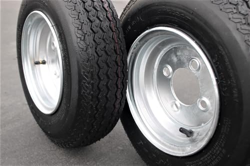 Antego 4.80-8 Trailer Tire & Wheel, 6 Ply, 4 Lug Galvanized, Set of 2