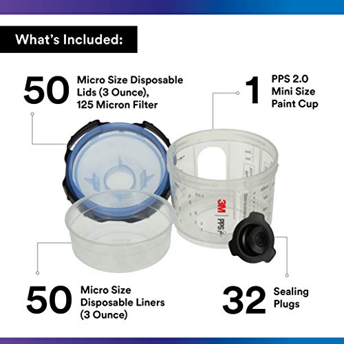 3M PPS 2.0 Spray Gun Cup, 26328, Micro, 3 fl oz - size: Micro, 125-Micron Filter