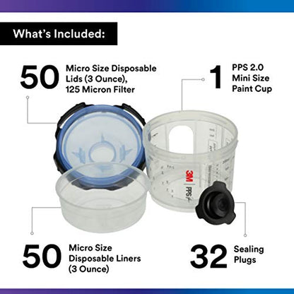 3M PPS 2.0 Spray Gun Cup, 26328, Micro, 3 fl oz - size: Micro, 125-Micron Filter