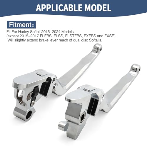 Motorcycle Levers Brake Clutch Handle Lever Adjustable Fit for Harley 2015-2024 Softail Fat Boy FLSB Street Bob FXBB Breakout FXLRS Fat Bob Low Rider FXLR Softail Slim FLHSC 114 (Long, Chrome) - color: Chrome, style: Long