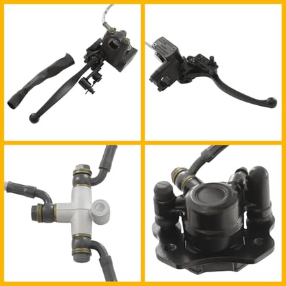 Front Steering Knuckle Assembly Kit for 125cc 150cc 200cc 250cc ATV UTV, 2 Steering Knuckle Spindles+2 Brake Disc Rotors+1 Brake Caliper, Direct Fit Replacement Steering Complete Kit - size: B