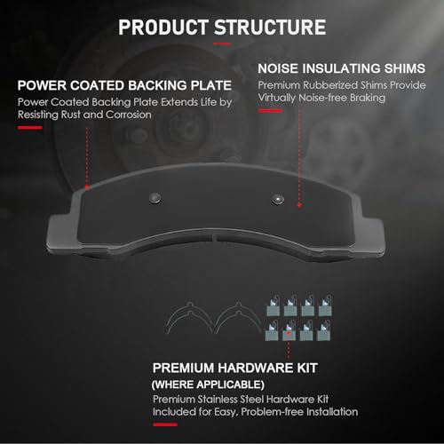 cciyu D824 Brake Pads w/Hardware Front Disc Brake Pad Set - size: Front[D824]