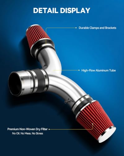 PHILTOP 3.5" Cold Air Intake Kit for 2004-2009 Dodge Durango 5.7L - color: Red, size: 2003-2008 Ram 1500/2500/3500