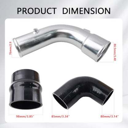 Cold Side Intercooler Pipe Kit for 2017-2024 Ford 6.7L - color: SLiver