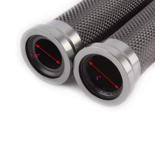 Motorcycle 7/8" CNC Hand Grips Aluminum Rubber Gel Handlebar for Sport Bike(Red) - color: Gray