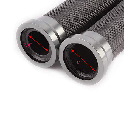 Motorcycle 7/8" CNC Hand Grips Aluminum Rubber Gel Handlebar for Sport Bike(Red) - color: Gray