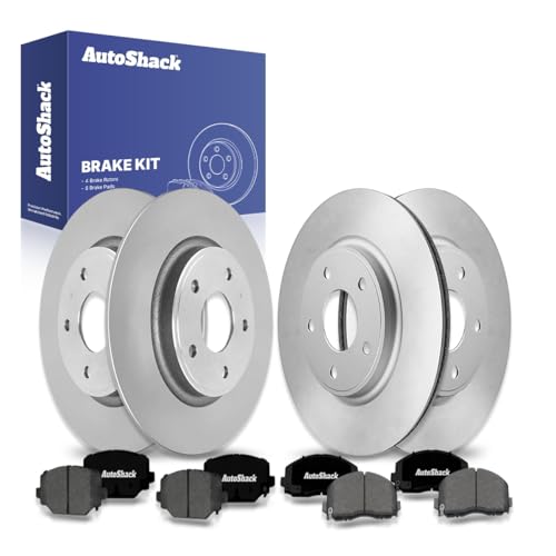 AutoShack Front Vented & Rear Solid Brake Rotors & Premium Pads - style: Brake Rotor & Premium Pad