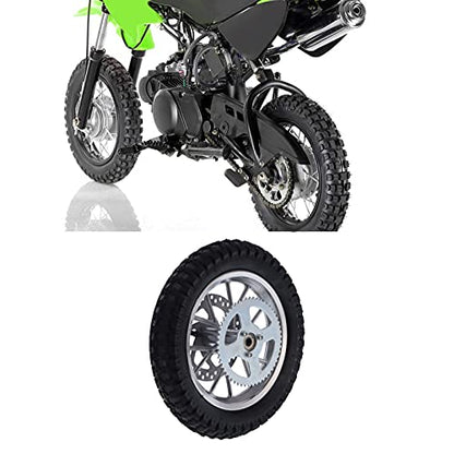12.5x2.75in Rear Wheel Rim Tire with 12mm Bearing Assembly, Rear Wheel for 2 Stroke Mini Dirt Bike, Rubber Tire Brake Disc Rotor and Sprocket for Dirt Pit Bike (A (silver))