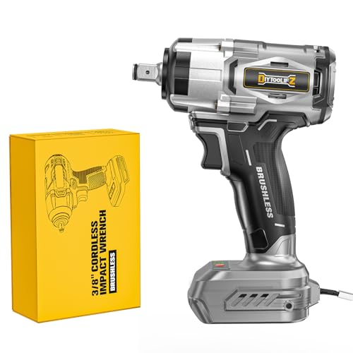 DIYtoolifz Cordless Impact Wrench 1/2" Compatible with Dewalt 20v Battery (Bare Tool), 300 FT-LBS (400 N.m) Brushless Impact Driver, Portable Electric Impact Gun with LED Work Light, 3-Speed Control - color: Silver Gray