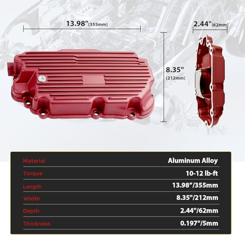Upgraded 264-863 Red spray paint Aluminum Engine Oil Pan with Magnetic Drain Plug & Gasket Compatible with Q50 2016 2017 2018 2019 2020 2021 3.0L AWD, Q60 2017-2021 3.0L AWD