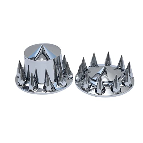 ABS Plastic Chromed Hubcaps Front and Rear Wheel Axle Cover Set with 33mm Thread-On Lug Nut Covers for Semi Trucks (Pointed) - color: Pointed