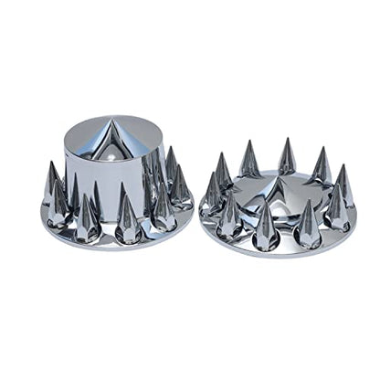ABS Plastic Chromed Hubcaps Front and Rear Wheel Axle Cover Set with 33mm Thread-On Lug Nut Covers for Semi Trucks (Pointed) - color: Pointed