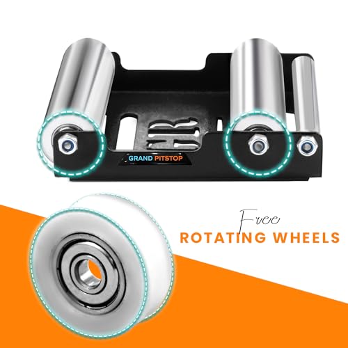 GRAND PITSTOP Motorcycle Roller Wheel Cleaning Stand - Paddock Stand Replacement - Wheel Roller Stand with Ramp Support for tire Cleaning & Chain Lubrication (Black Roller Medium) - color: Black Roller Medium