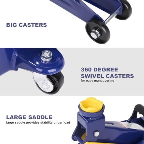 PONO Low Profile Floor Jack 2 Ton, 5.1"-13" Lift Heavy Duty Car Jack