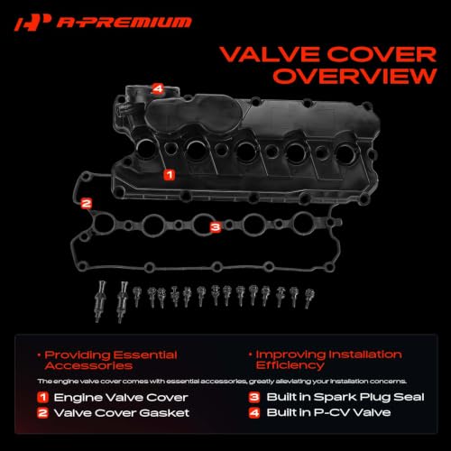 A-Premium Engine Valve Cover with Valve Cover Gasket & Bolts