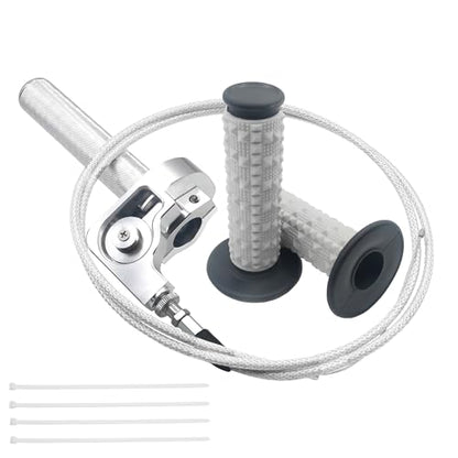 Motorcycle Throttle Assembly,7/8" Quick Twist Throttle Grips with Throttle Cable Aluminum Alloy Universal for CRF KLX SSR TTR 110 125 150 250cc Dirt Pit Bike ATV Mini Bike - color: Silver + Black