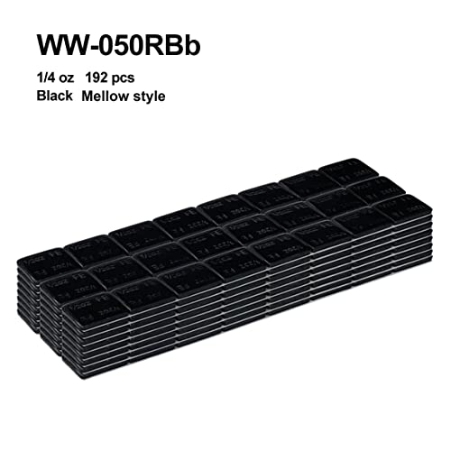 WW-050RBb Wheel Adhesive Stick-on Weight Mellow Style 1/2 oz 192 pcs - color: Black, size: 0.5oz - 192 pcs